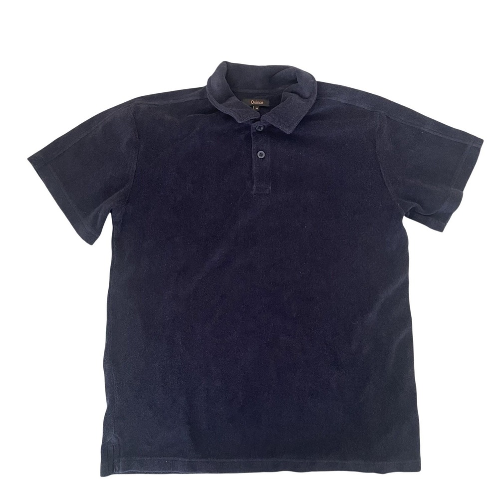 Quince‎ Organic Cotton Terry Polo Shirt Deep Navy Short Sleeve | Mens Medium